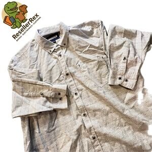 Men 32 Bar Blues Extra Large Grey Button Down Microgrid Cotton Long Sleeve Shirt